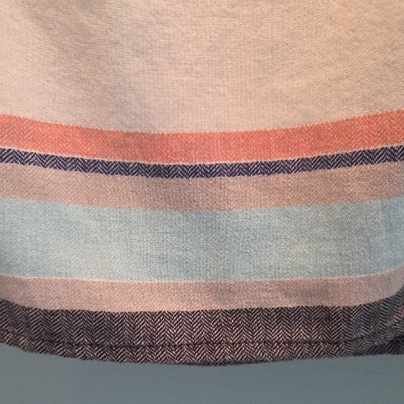 Old Navy Cream With Stripes Mini Skirt Women's Size S 100% Cotton With Pockets - Picture 3 of 8